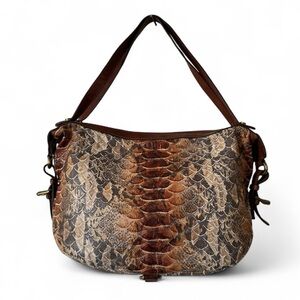 Silvio Tossi Switzerland Shoulder Bag Python Embossed Genuine Leather Hobo Purse